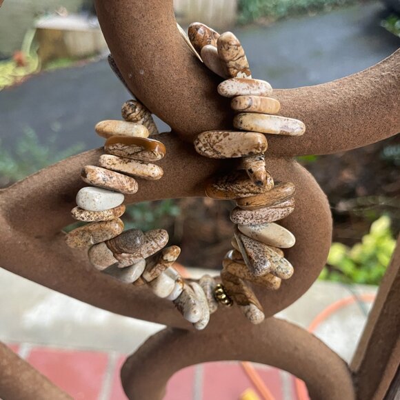 Hand Crafted Jewelry - Natural brown jasper stone chip beads stretch bracelet 40g